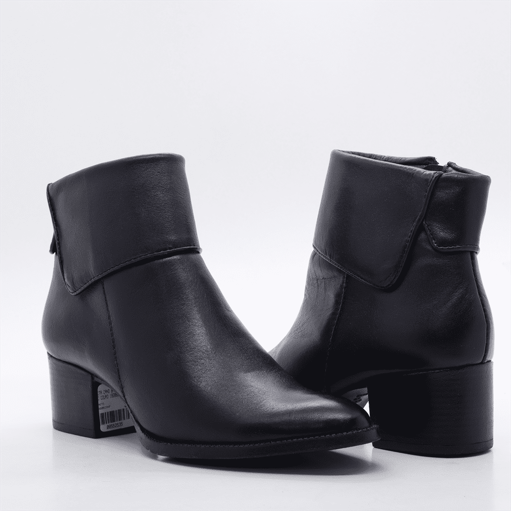 Bota Cano Baixo Salto Bloco Couro Preto 5