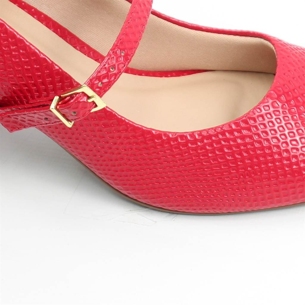 Scarpin Boneca Salto Bloco Vermelho 3