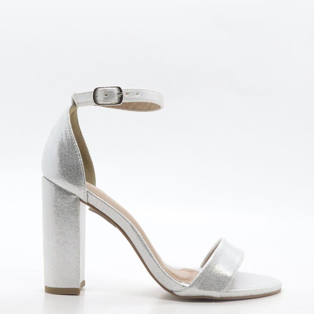 Sandália Salto Bloco Glam Prata 2