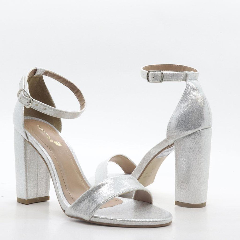Sandália Salto Bloco Glam Prata 3