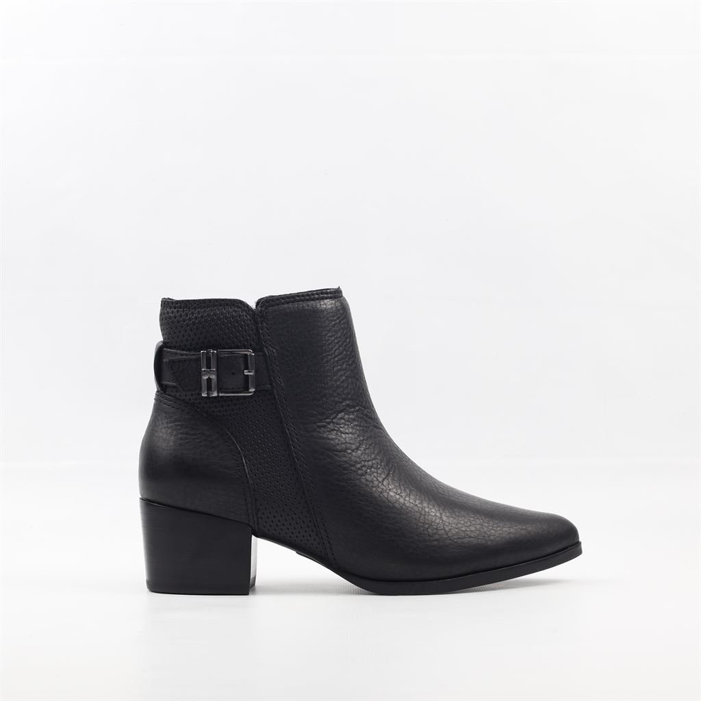 Bota Cano Baixo Fivela Couro Preto 5