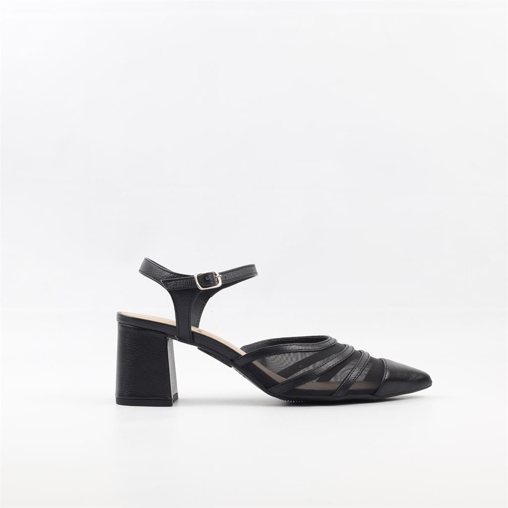 Scarpin Salto Bloco Tule Preto 5