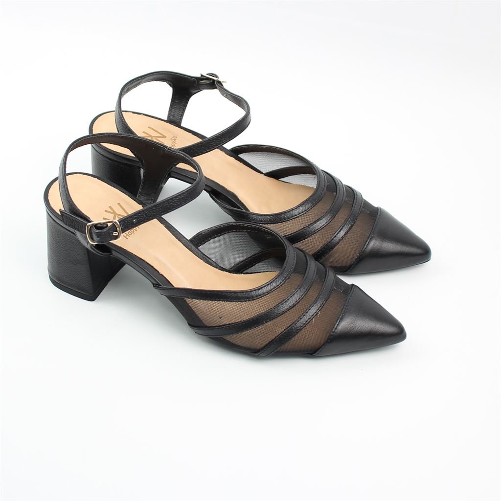 Scarpin Salto Bloco Tule Preto 2