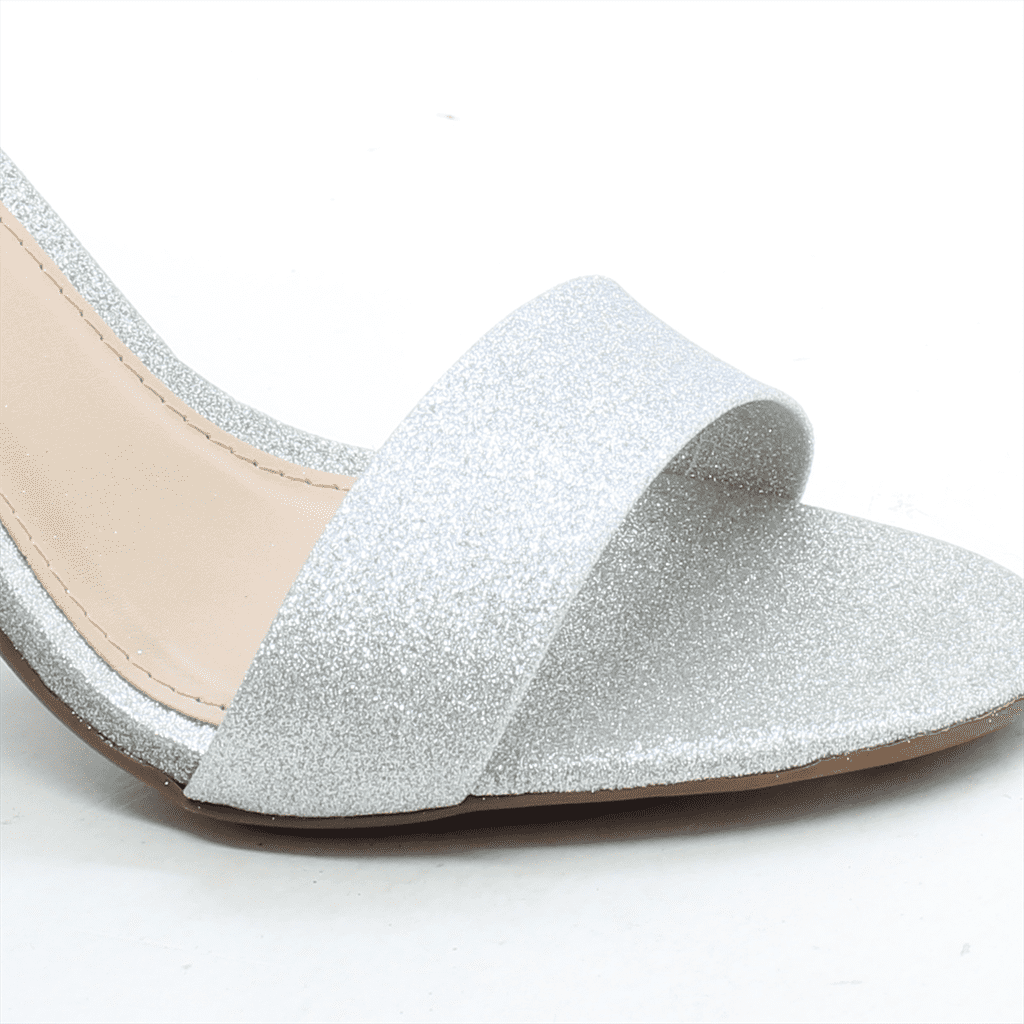 Sandália Salto Bloco Brilho Prata 5