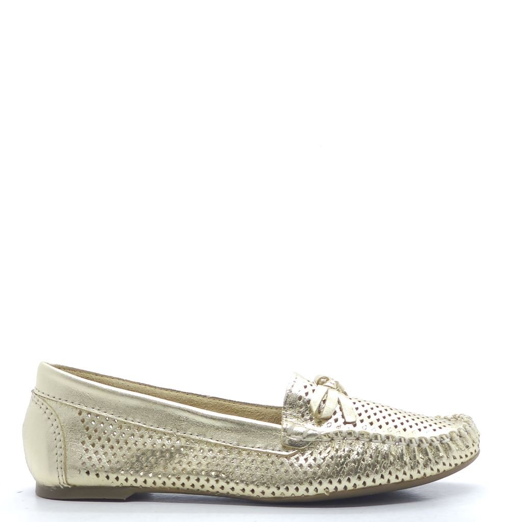 Sapatilha Mocassim Couro Dourado 2