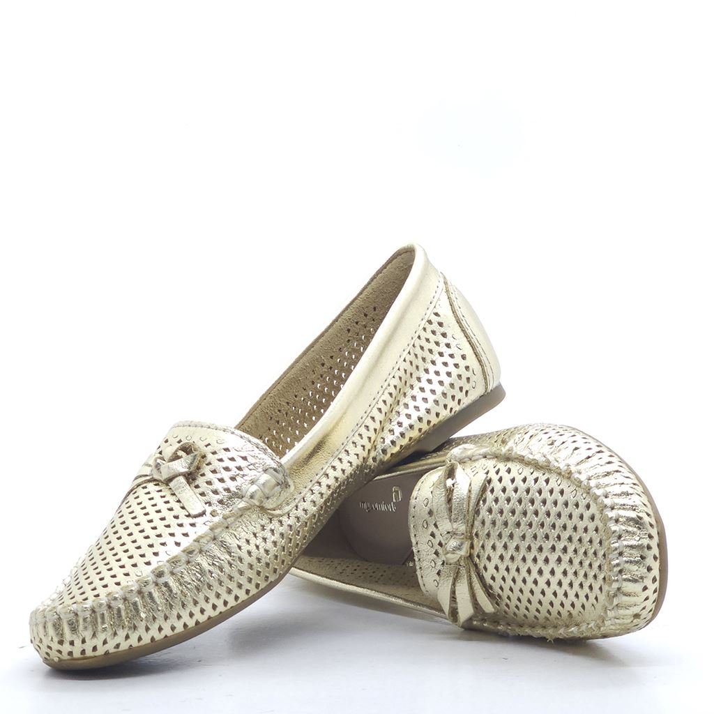 Sapatilha Mocassim Couro Dourado 3