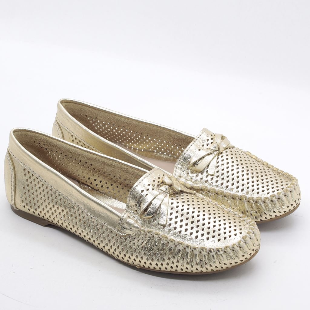Sapatilha Mocassim Couro Dourado 5