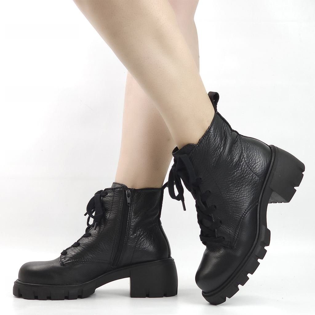 Bota Coturno Salto Bloco Preto 1