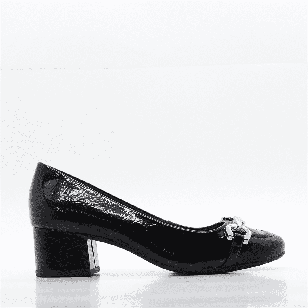 Scarpin Salto Bloco Detalhe Preto 2
