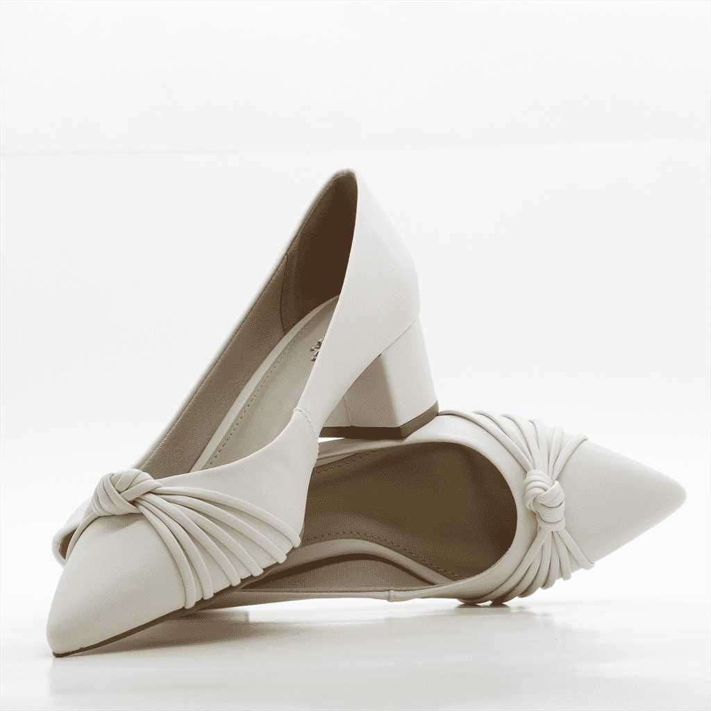 Scarpin Salto Bloco Detalhe Branco 3