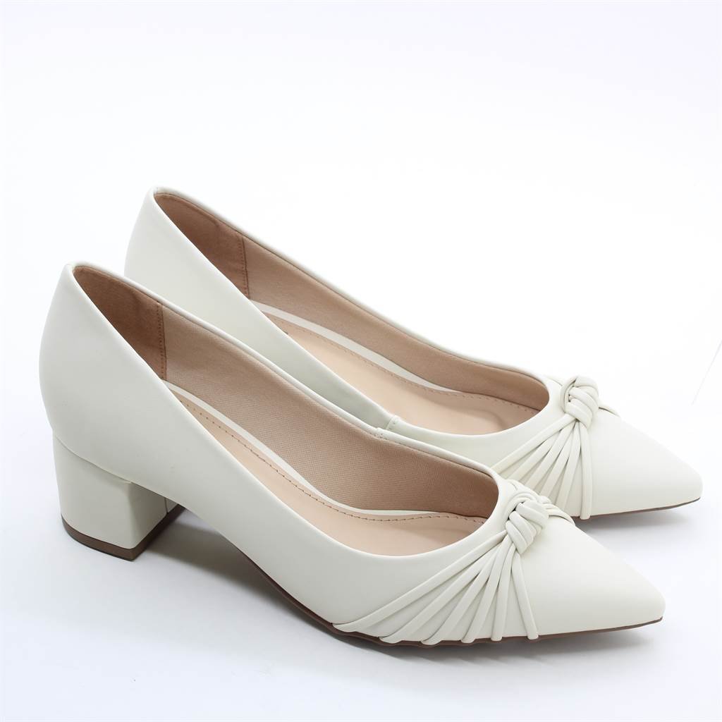 Scarpin Salto Bloco Detalhe Branco 5