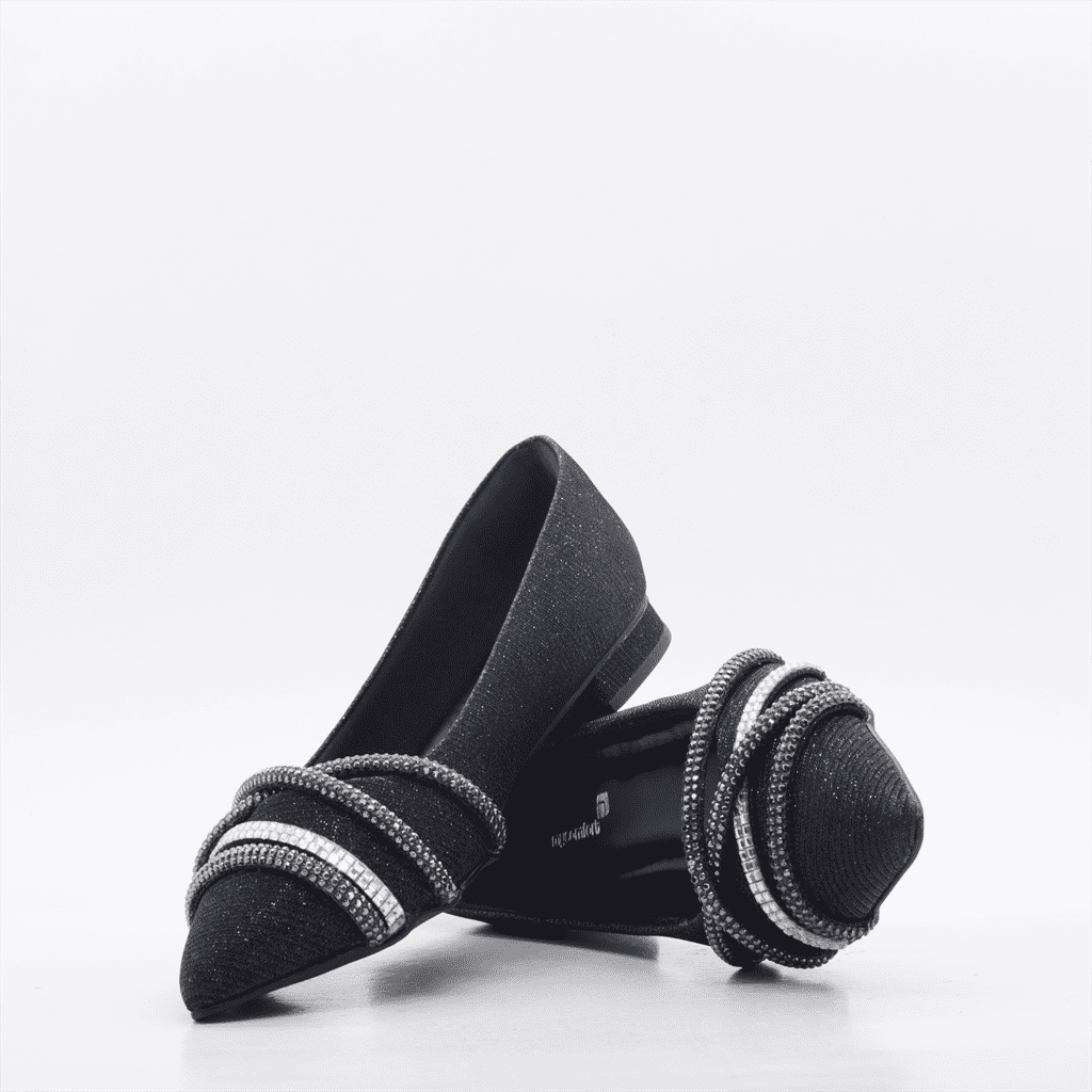 Sapatilha Bico Fino Brilho Preto 5
