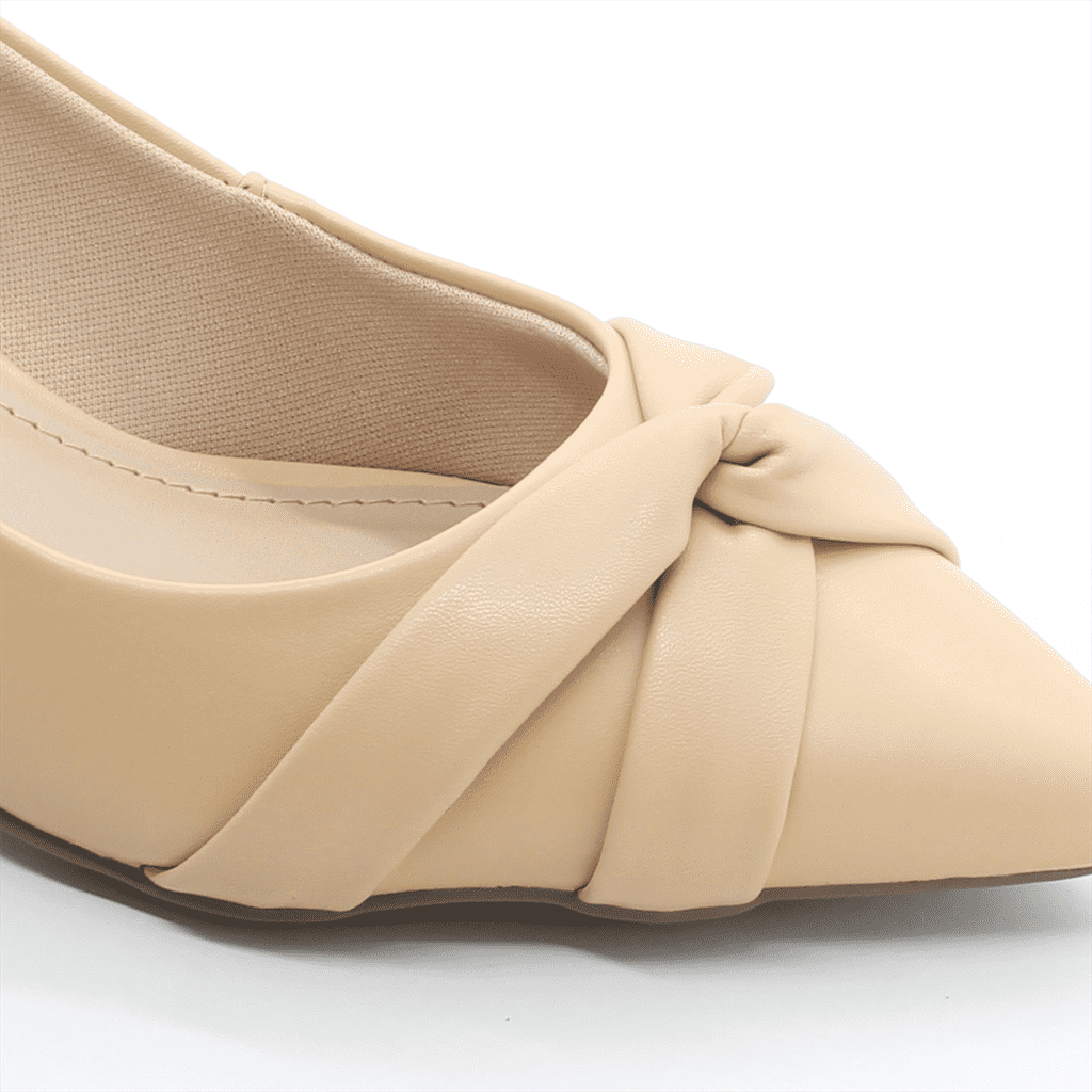 Scarpin Salto Bloco Drapeado Bege 3