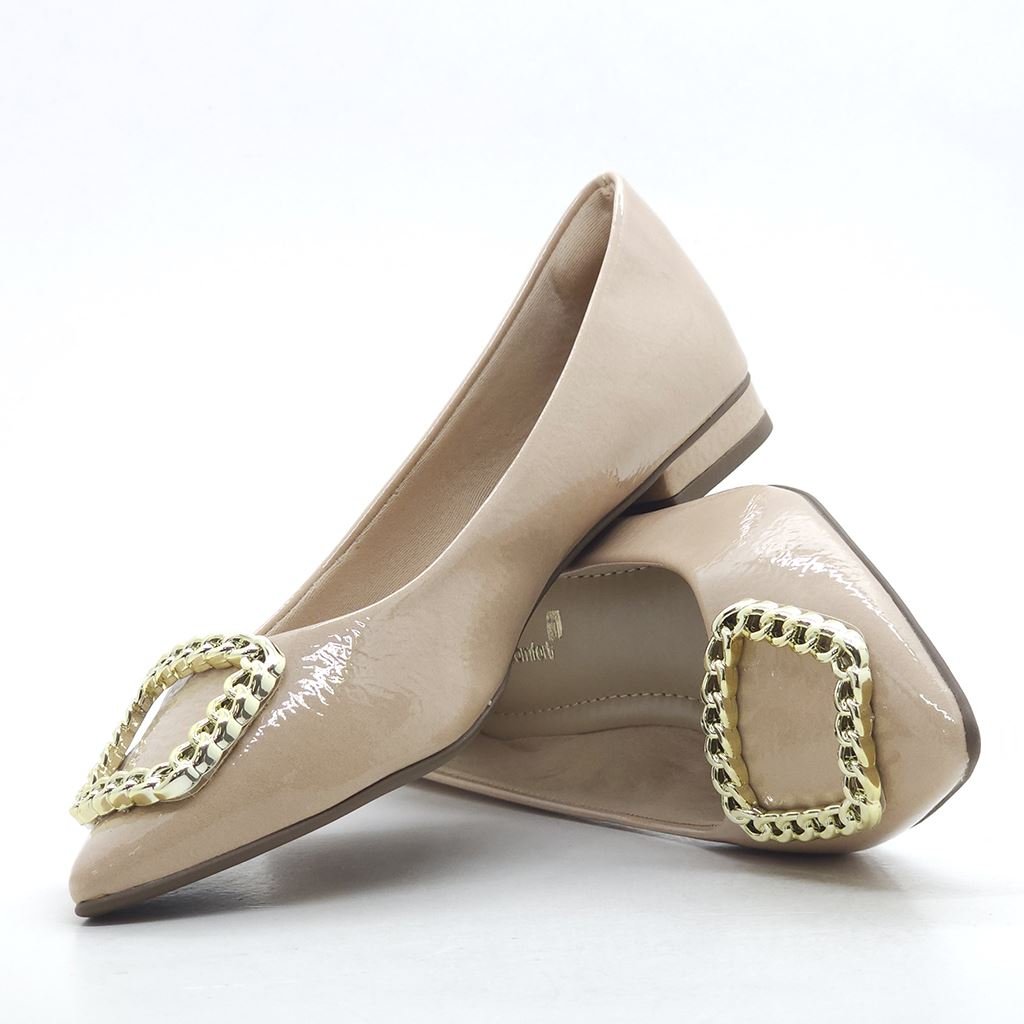 Sapatilha Bico Fino Fivela Bege 3