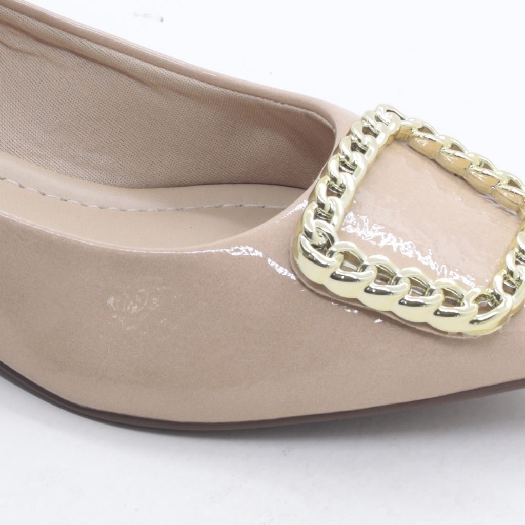 Sapatilha Bico Fino Fivela Bege 4