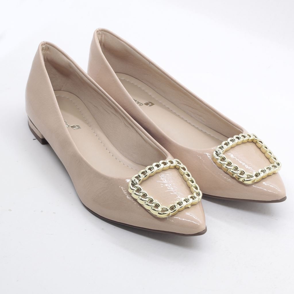 Sapatilha Bico Fino Fivela Bege 5