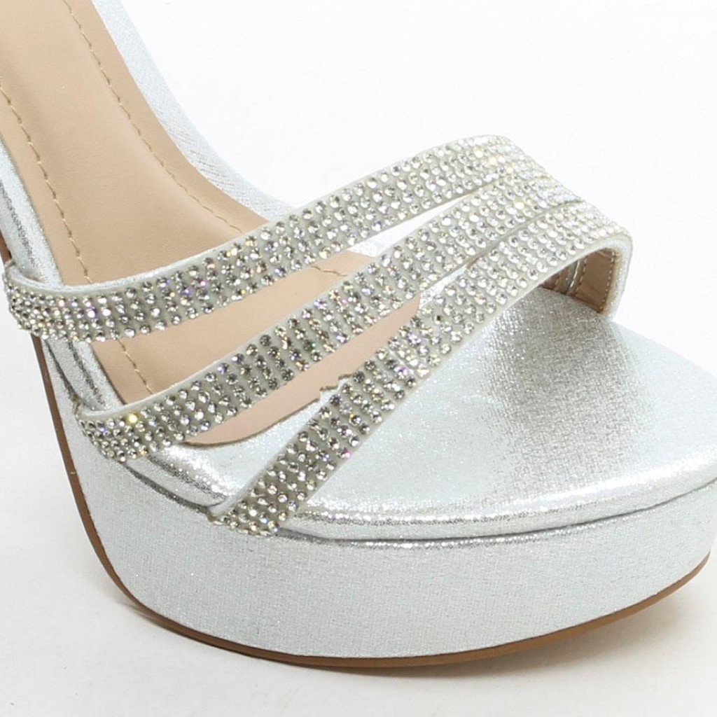 Sandália Salto Bloco Metalizada Suede Prata 4