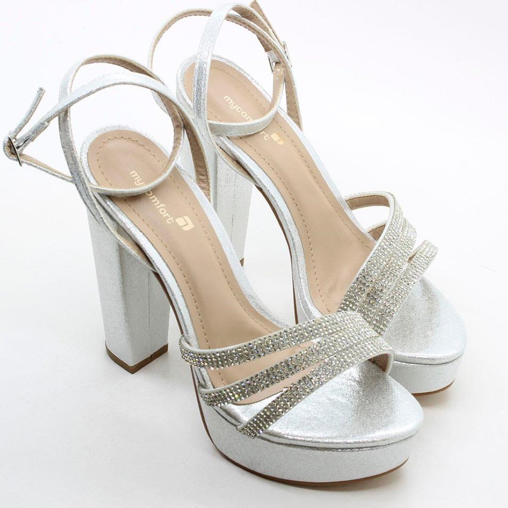 Sandália Salto Bloco Metalizada Suede Prata 5