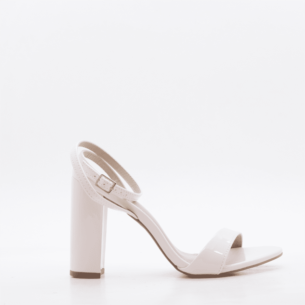 Sandália Salto Bloco Verniz Branco 3