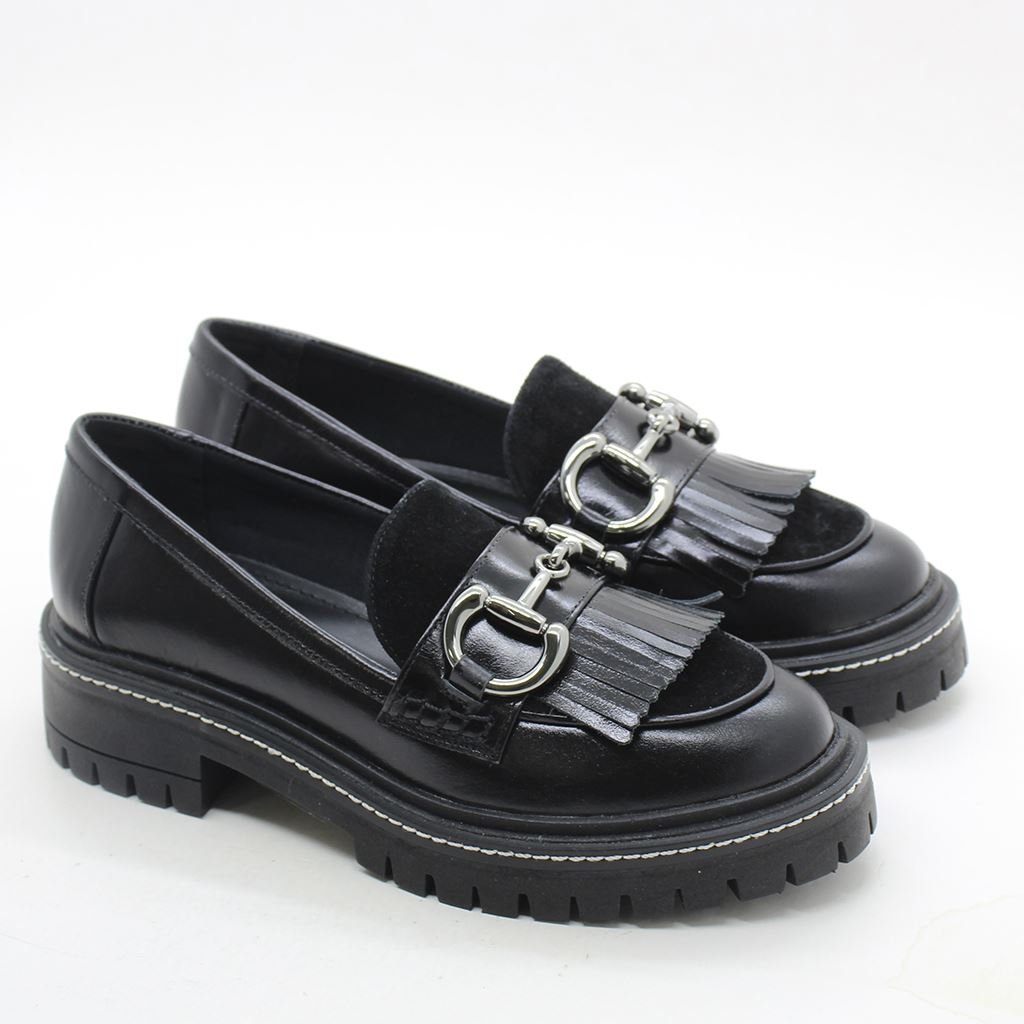 Mocassim Salto Bloco Couro Preto 3