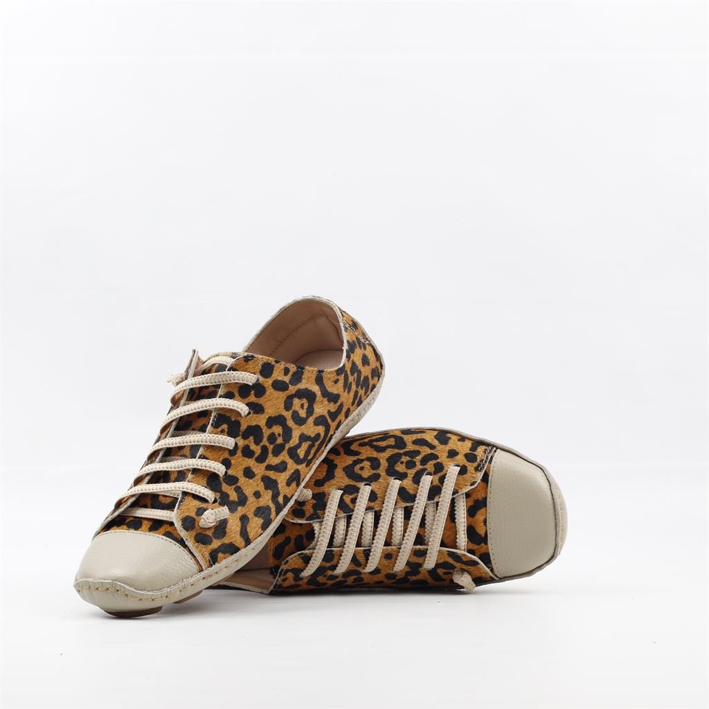 Tênis Flat Pelo Onça Couro Marrom 5