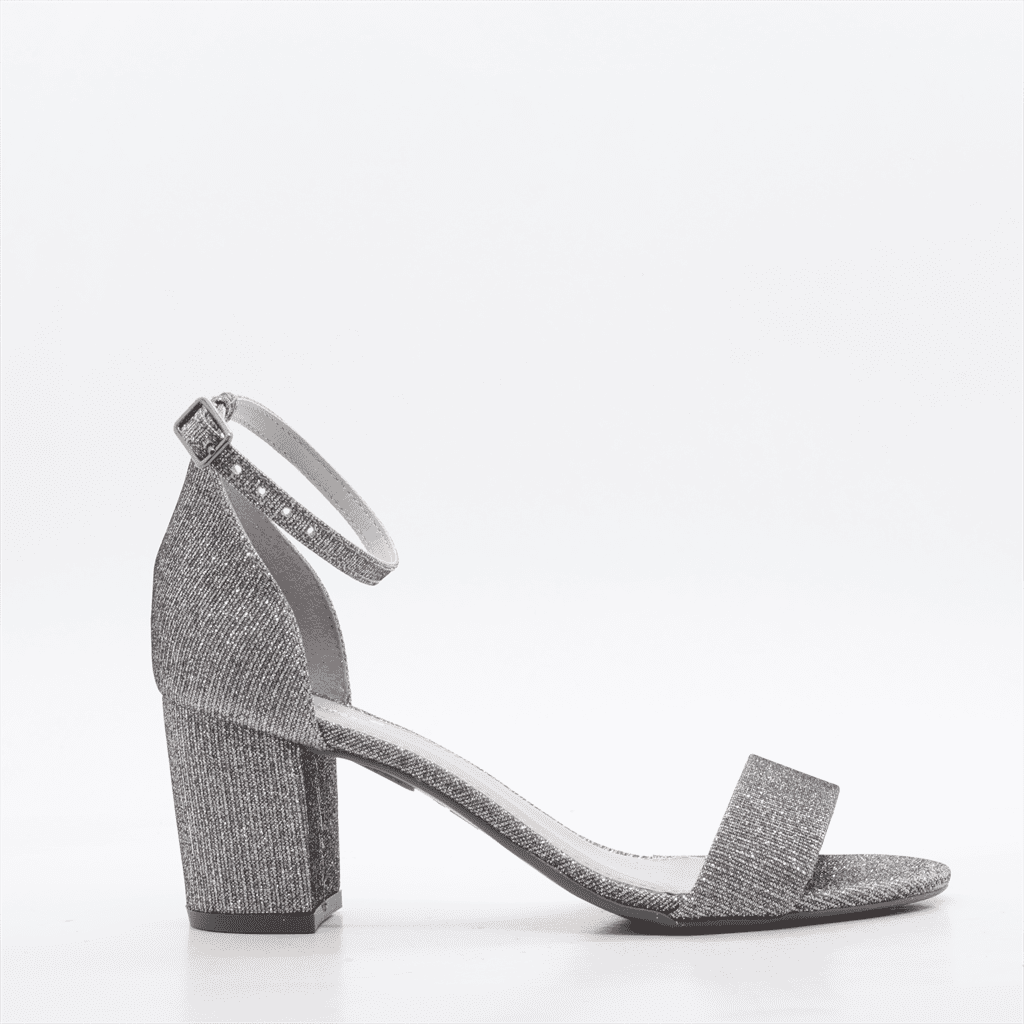 Sandália Salto Bloco Metalizada Prata 2