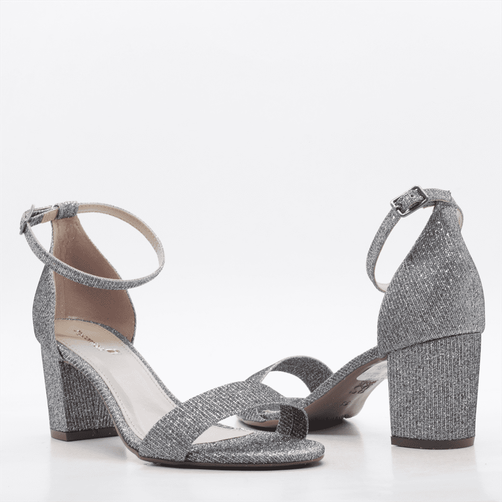 Sandália Salto Bloco Metalizada Prata 4