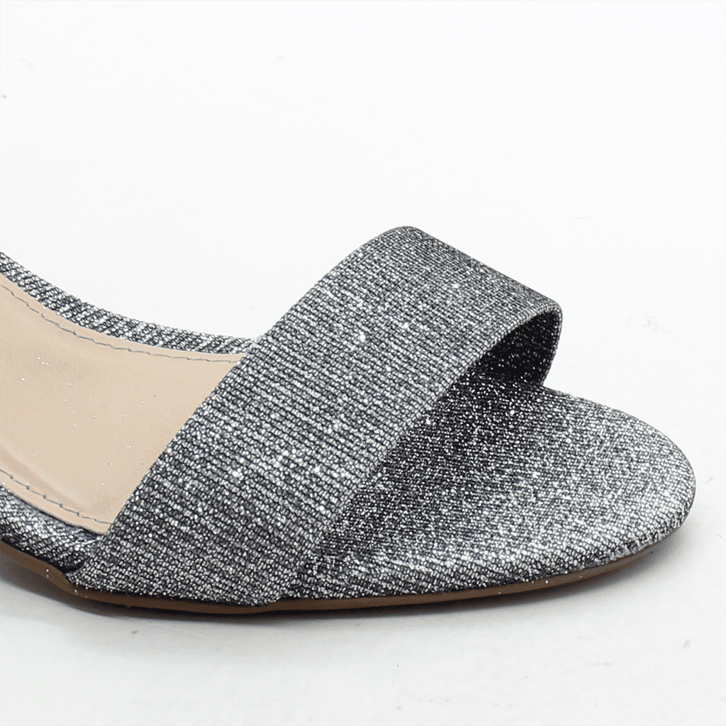 Sandália Salto Bloco Metalizada Prata 5