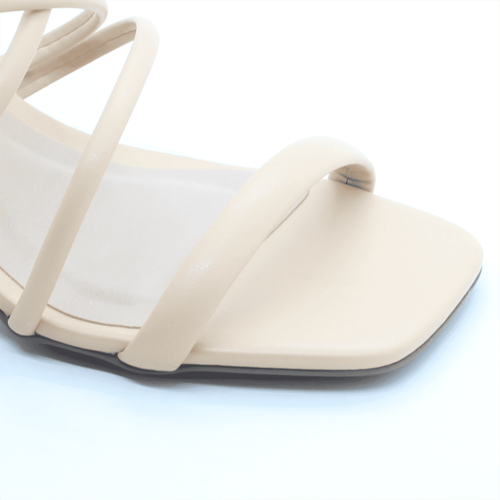 Sandália Salto Bloco Tiras Bege 3