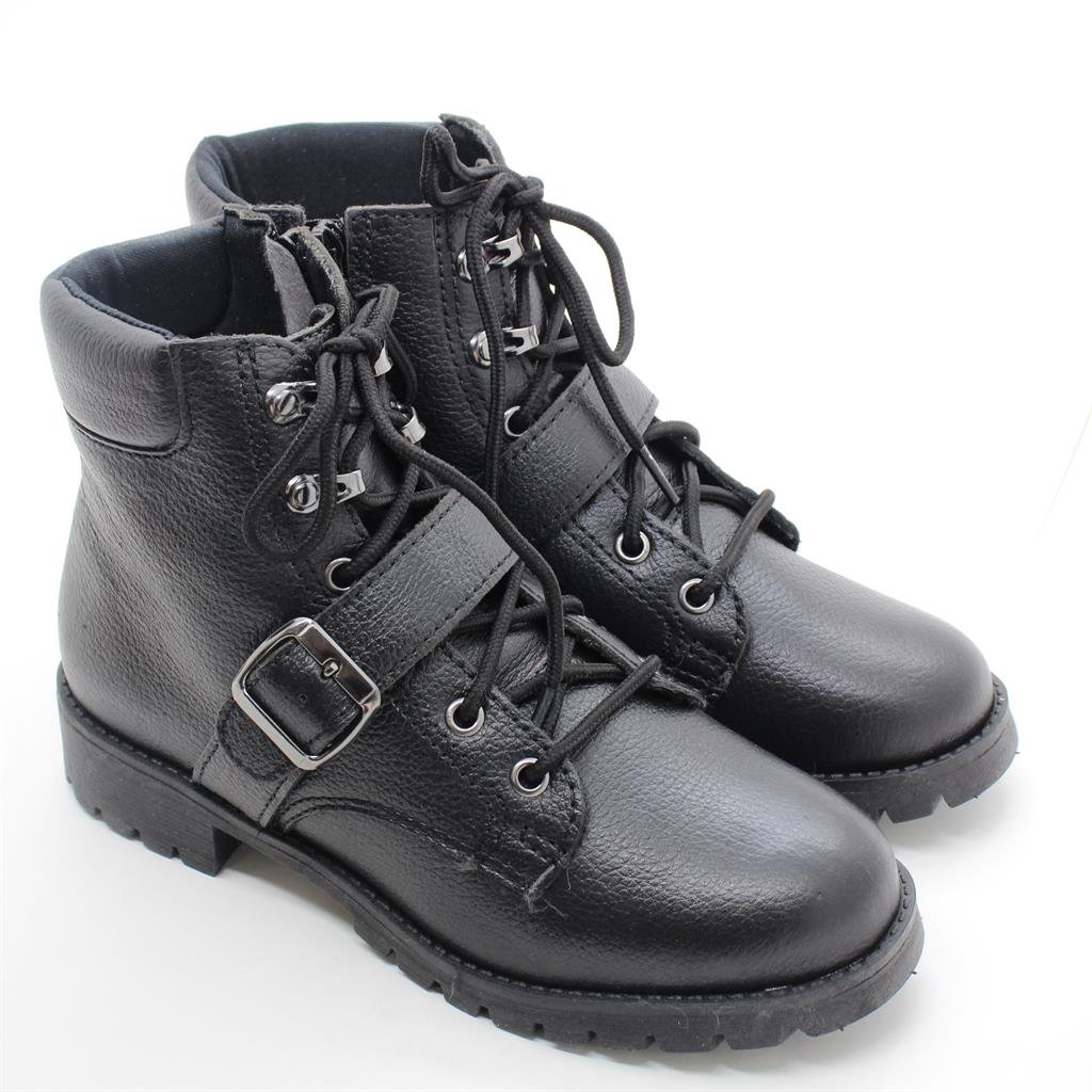 Bota Coturno  Couro Fivela Preto 5