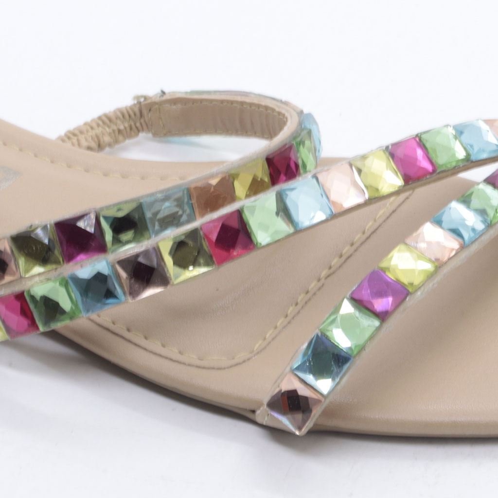 Rasteira Chinelo Pedraria Bege 5