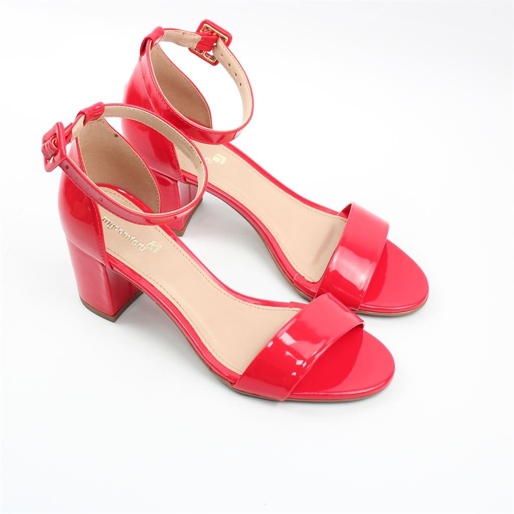 Sandália Salto Bloco Verniz Vermelho 2