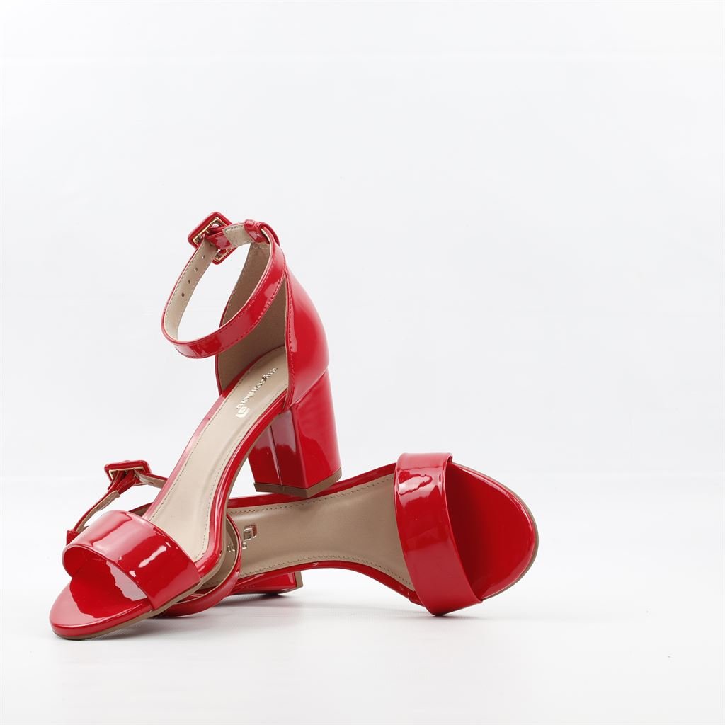 Sandália Salto Bloco Verniz Vermelho 4
