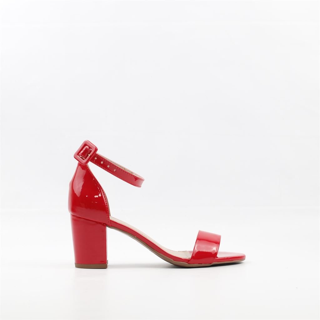 Sandália Salto Bloco Verniz Vermelho 5