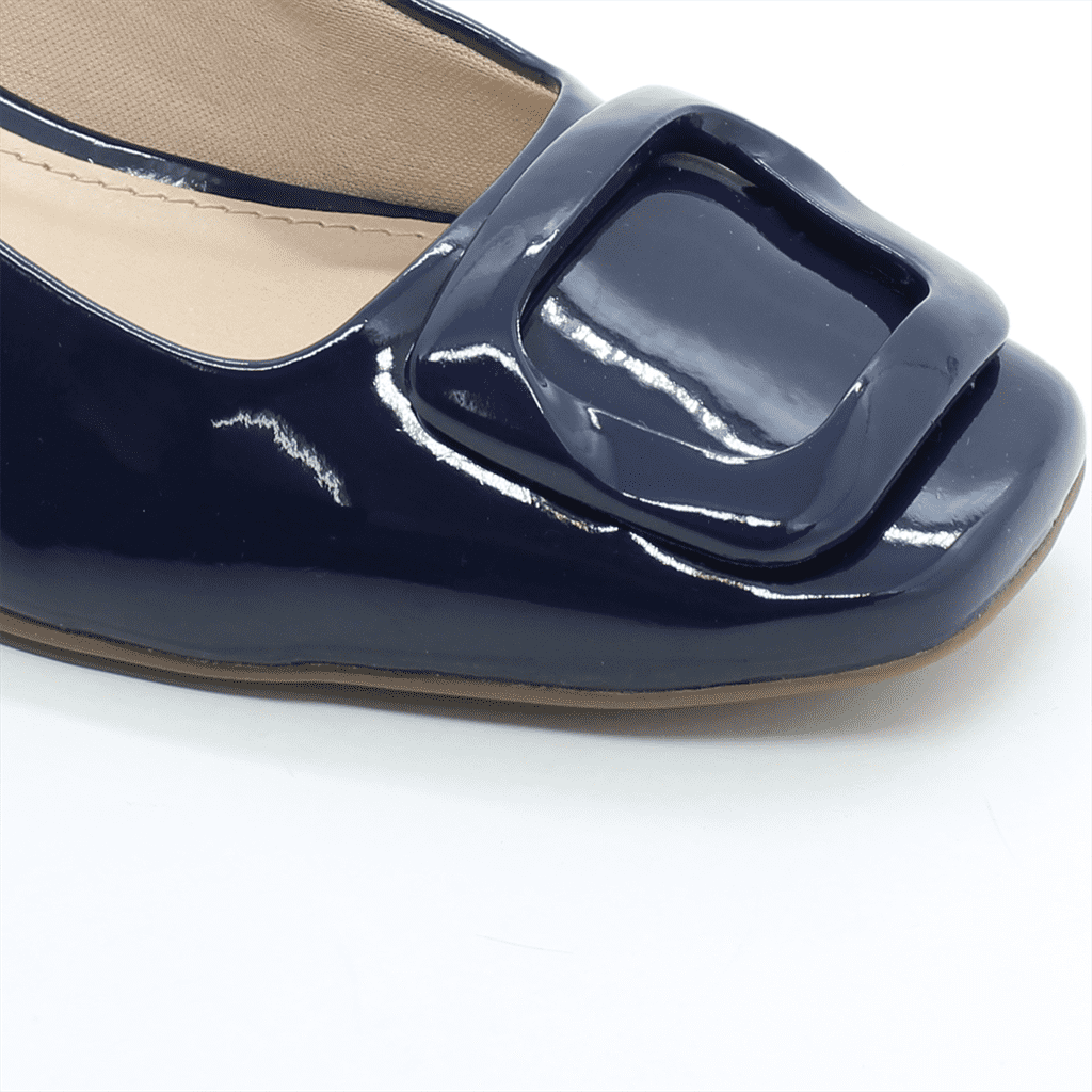 Scarpin Salto Bloco Fivela Preto 3