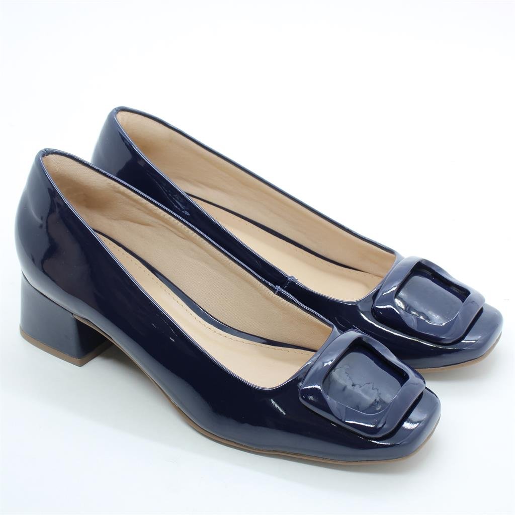 Scarpin Salto Bloco Fivela Preto 5