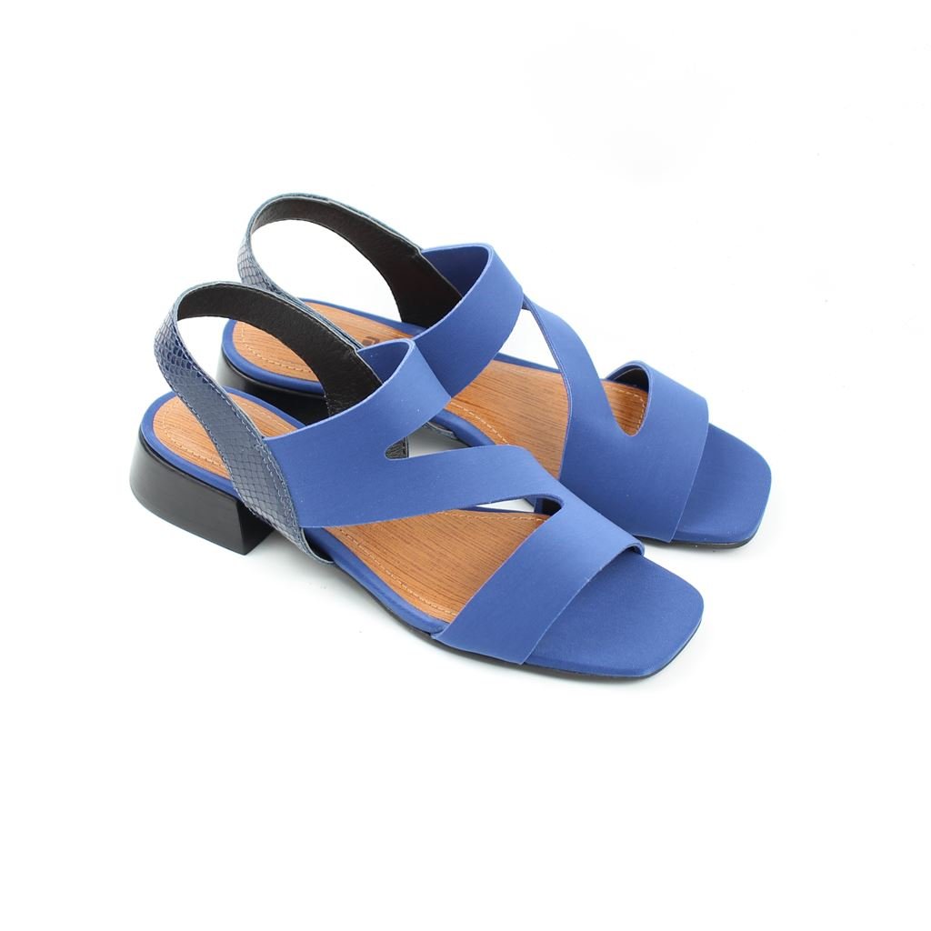 Sandália Salto Bloco Conforto Azul 2