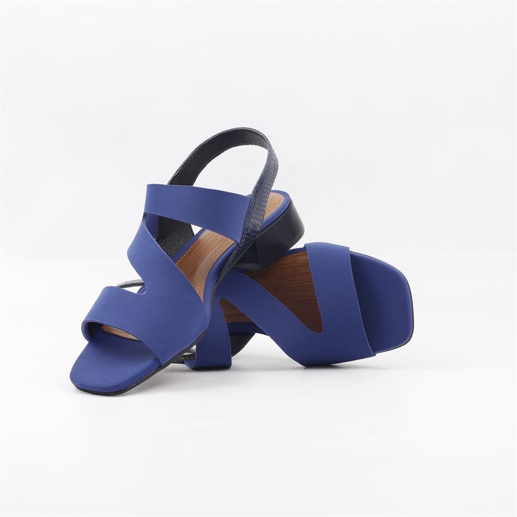 Sandália Salto Bloco Conforto Azul 4