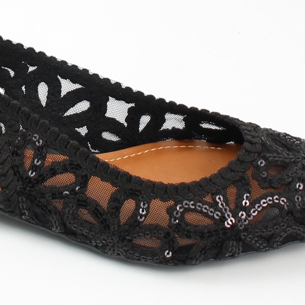 Sapatilha Slingback Bordada Preto 3