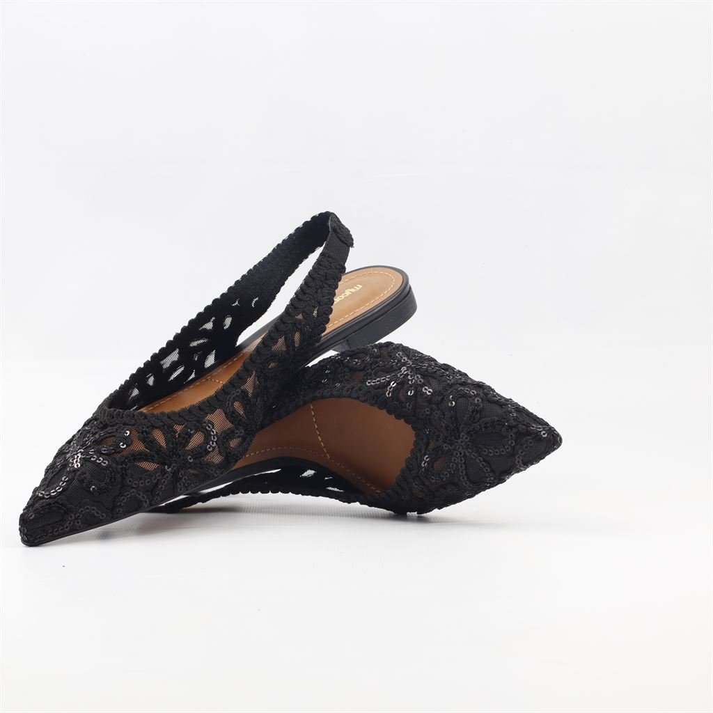 Sapatilha Slingback Bordada Preto 4