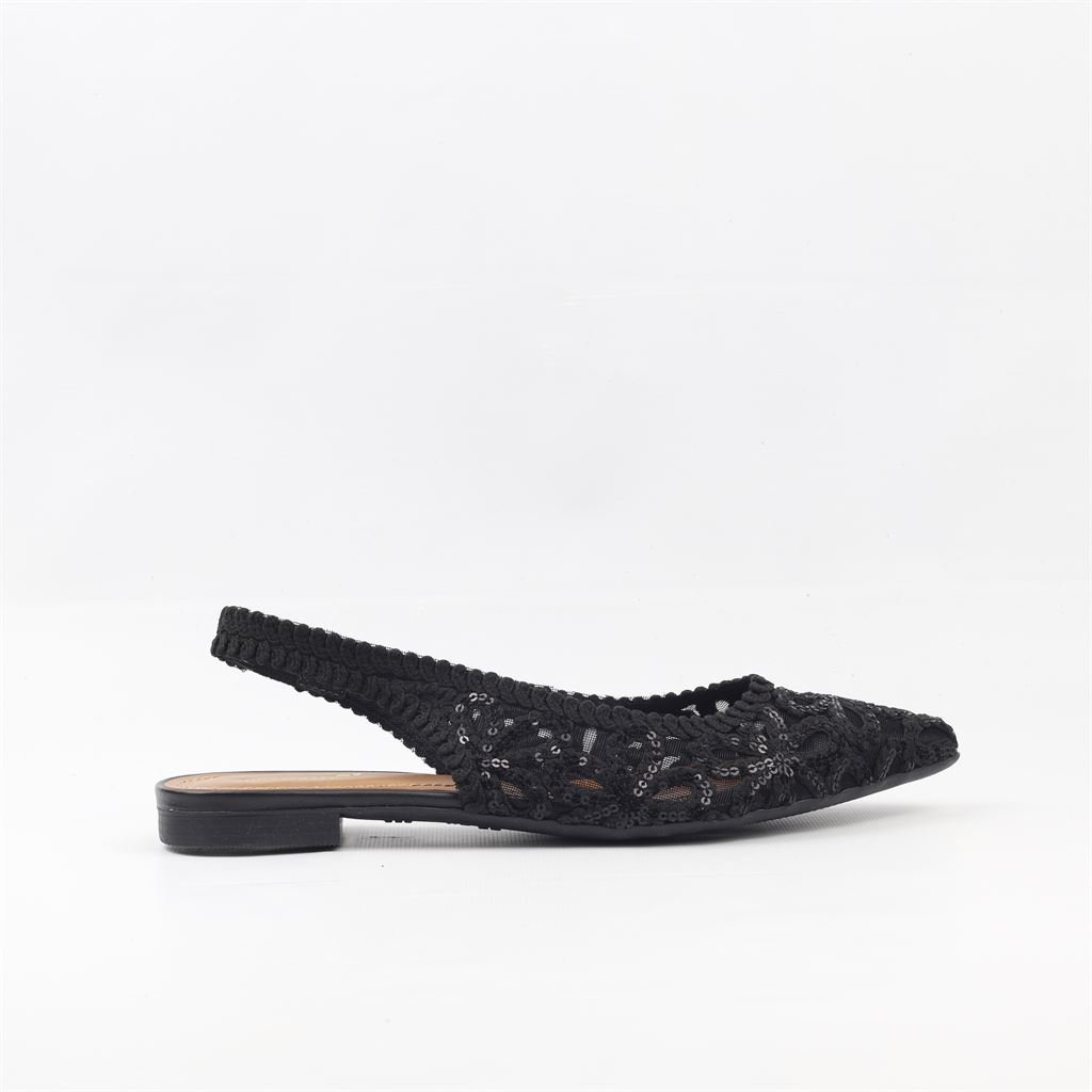 Sapatilha Slingback Bordada Preto 5