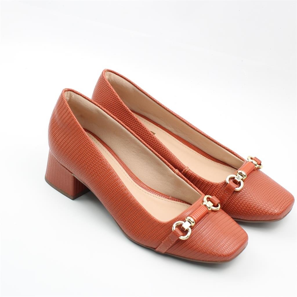 Scarpin Salto Bloco Detalhe Marrom 4