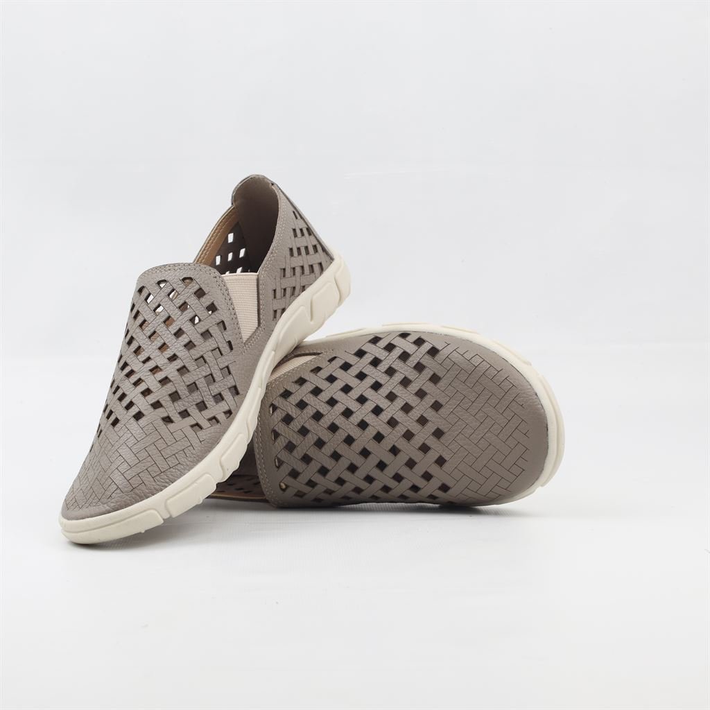 Tênis Slip On Couro Cinza 3