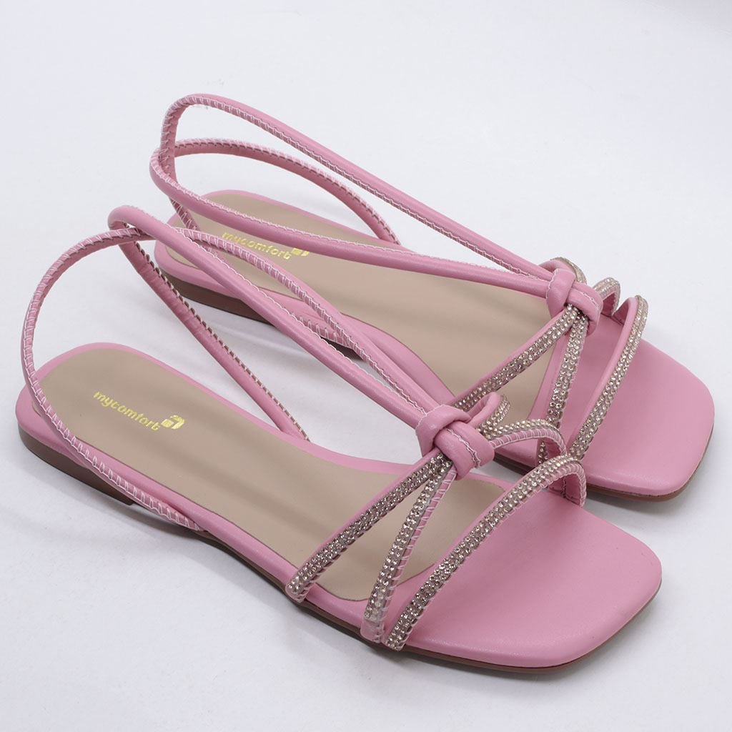 Rasteira Chinelo Brilho Rosa 4