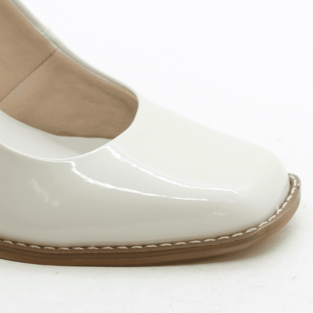 Scarpin Salto Bloco Verniz Branco 5