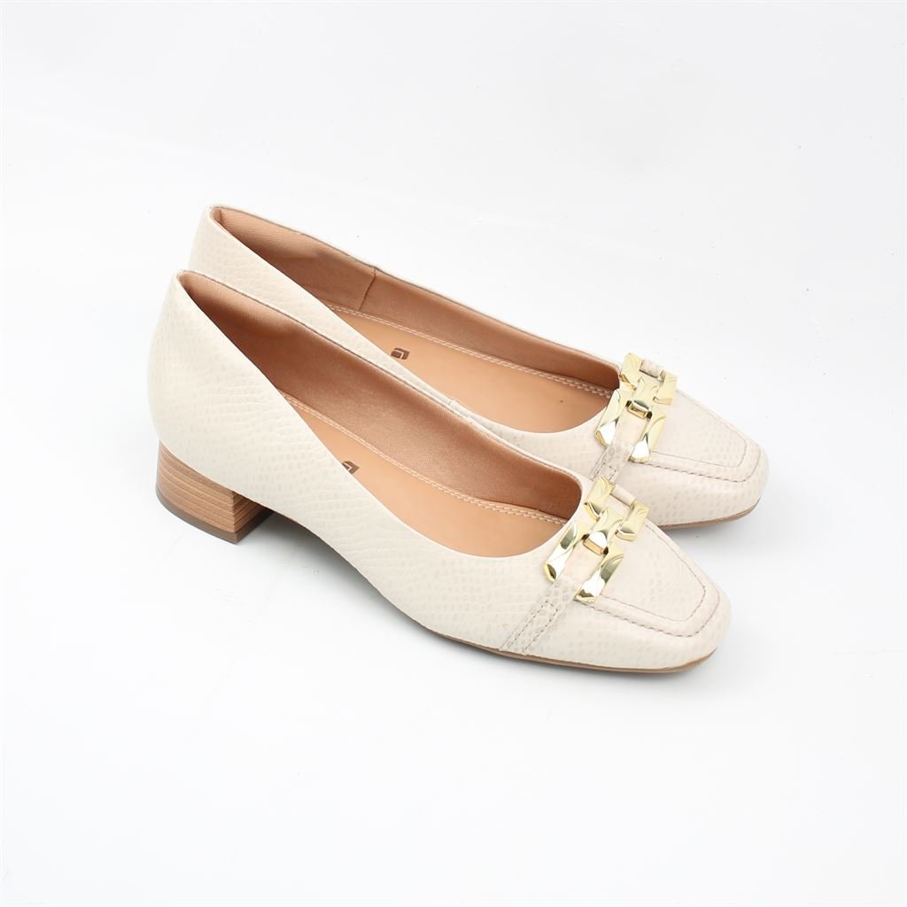 Scarpin Salto Bloco Couro Branco 2