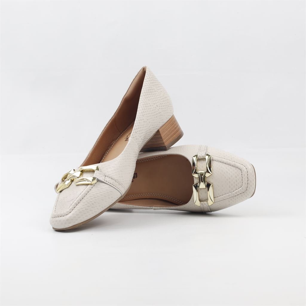 Scarpin Salto Bloco Couro Branco 3