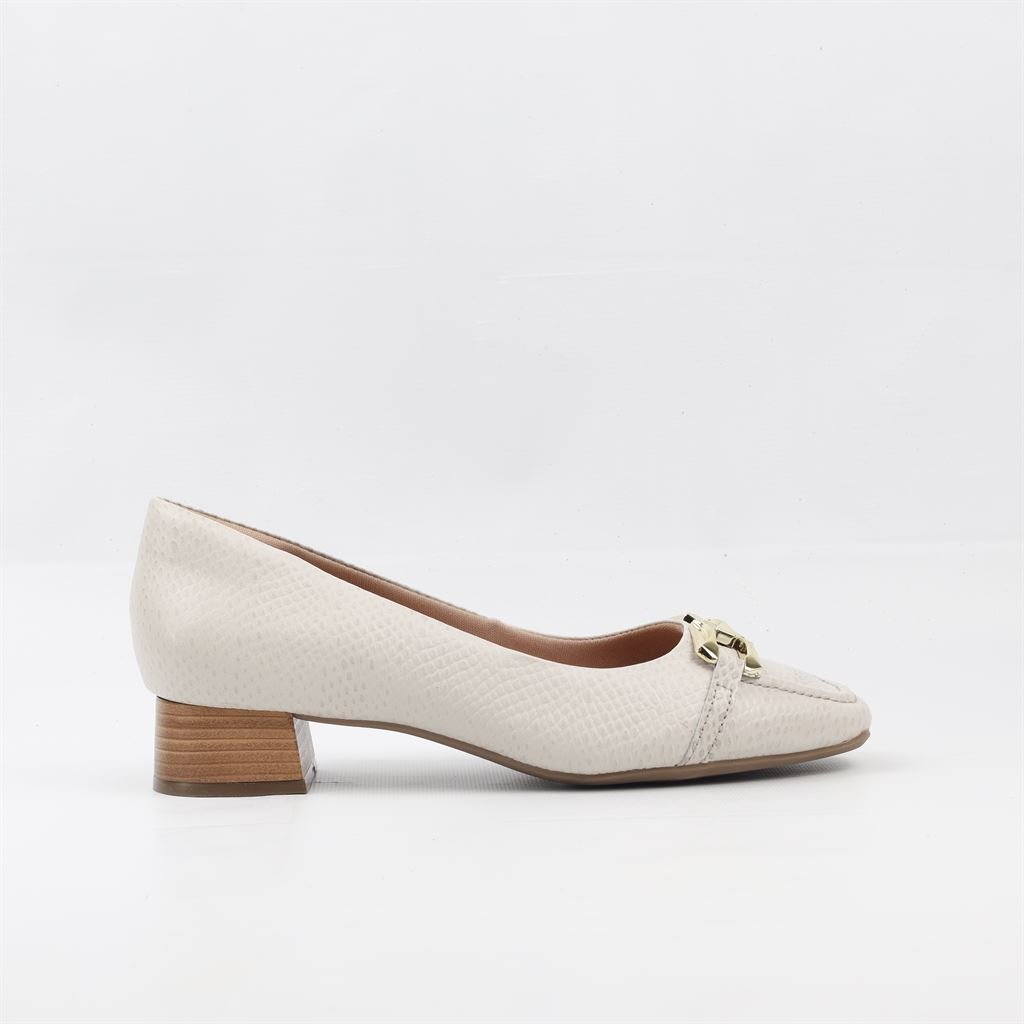 Scarpin Salto Bloco Couro Branco 4