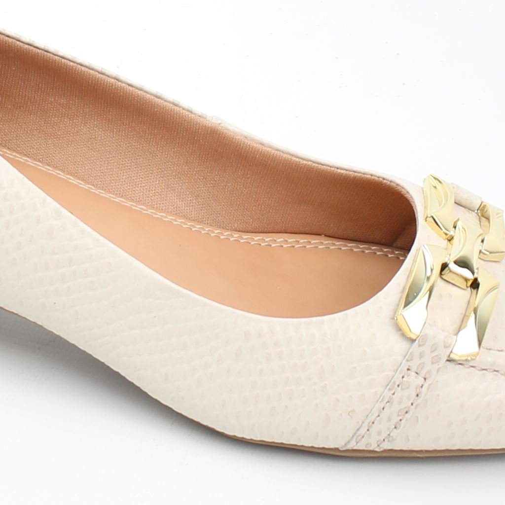 Scarpin Salto Bloco Couro Branco 5