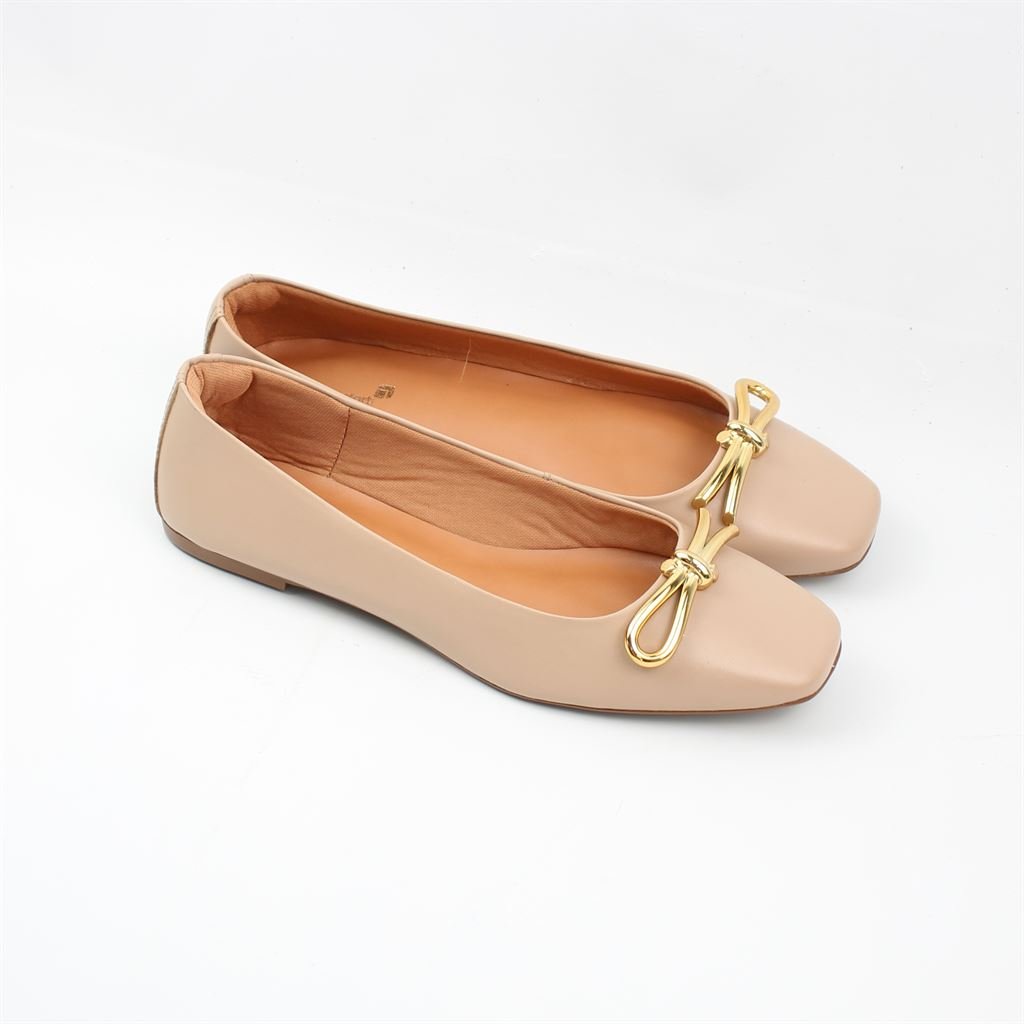 Sapatilha Couro Detalhe Fivela Bege 2